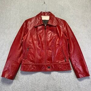 Vintage Silvia y Mario Womens Red Leather Jacket Medium? Biker Argentina Y2k